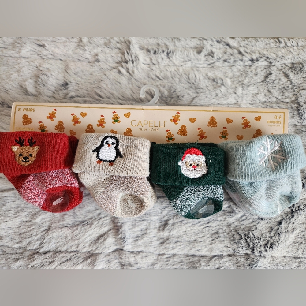 Capelli New York Baby Holiday 8 Pairs Socks Set 0-6 Months